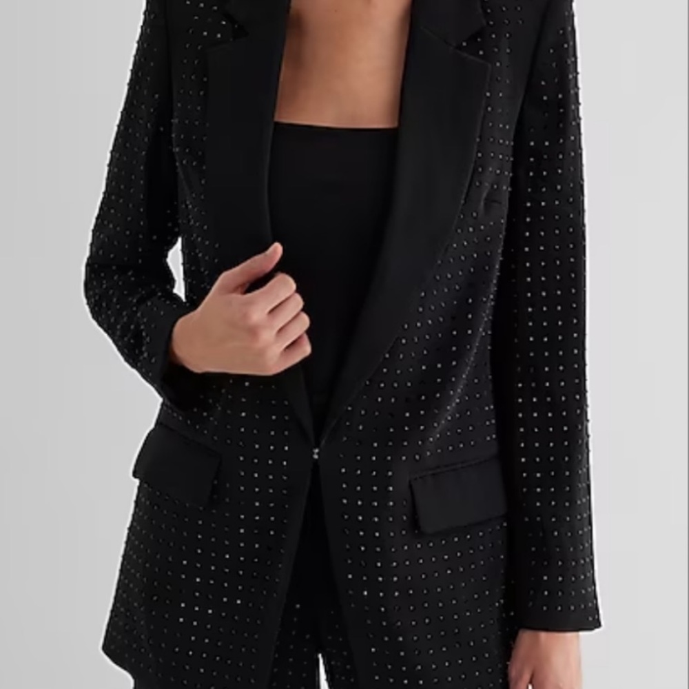 Like New Express Rhinestone Embellished Boyfriend Blazer